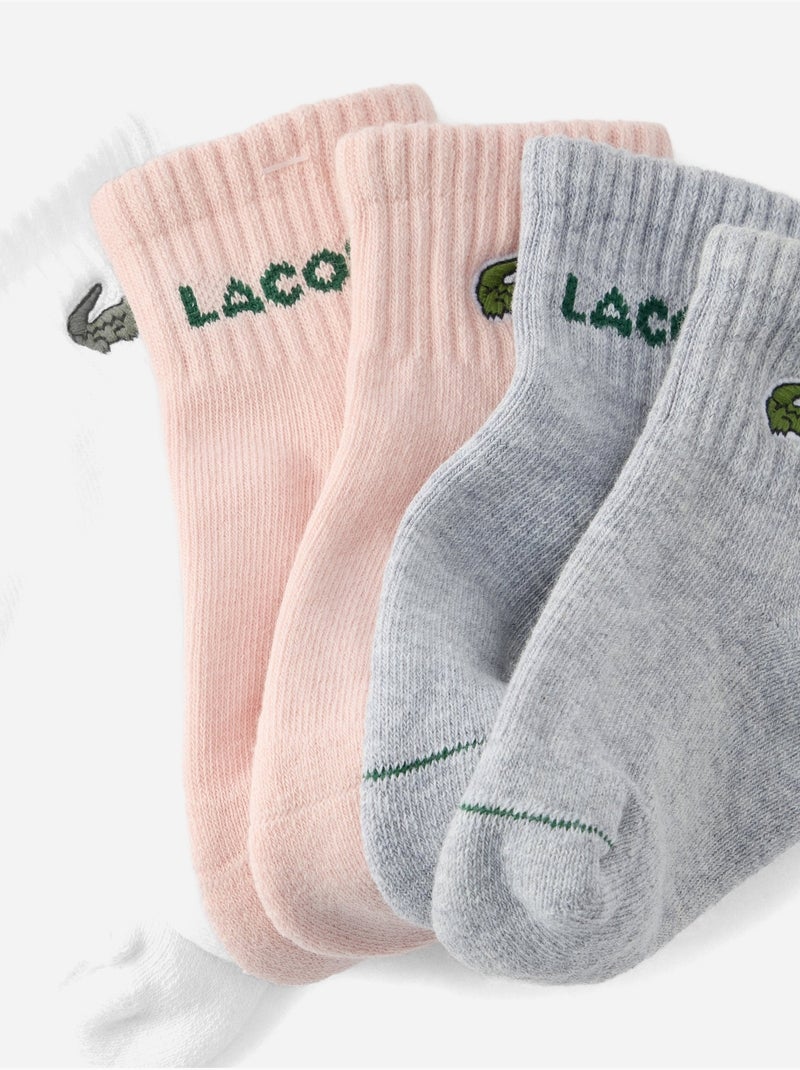 Chaussettes Bébé lot de 3 - Lacoste Blanc Rose Gris - Kiabi