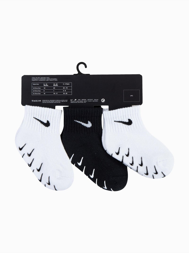Chaussettes bébé lot de 3 - nike Blanc Noir - Kiabi