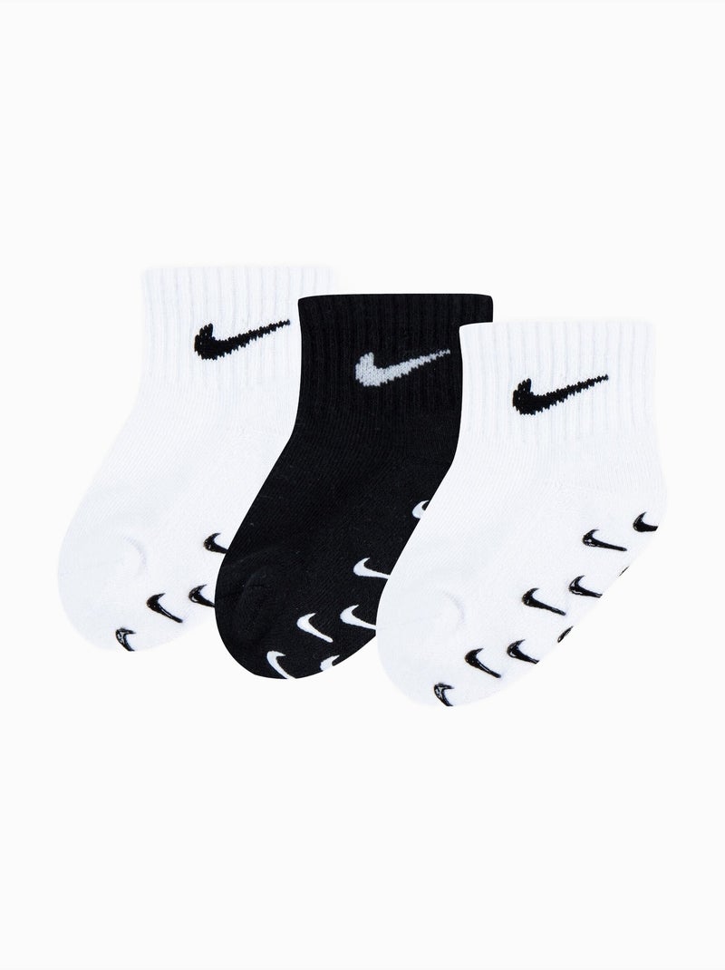 Chaussettes bébé lot de 3 - nike Blanc Noir - Kiabi