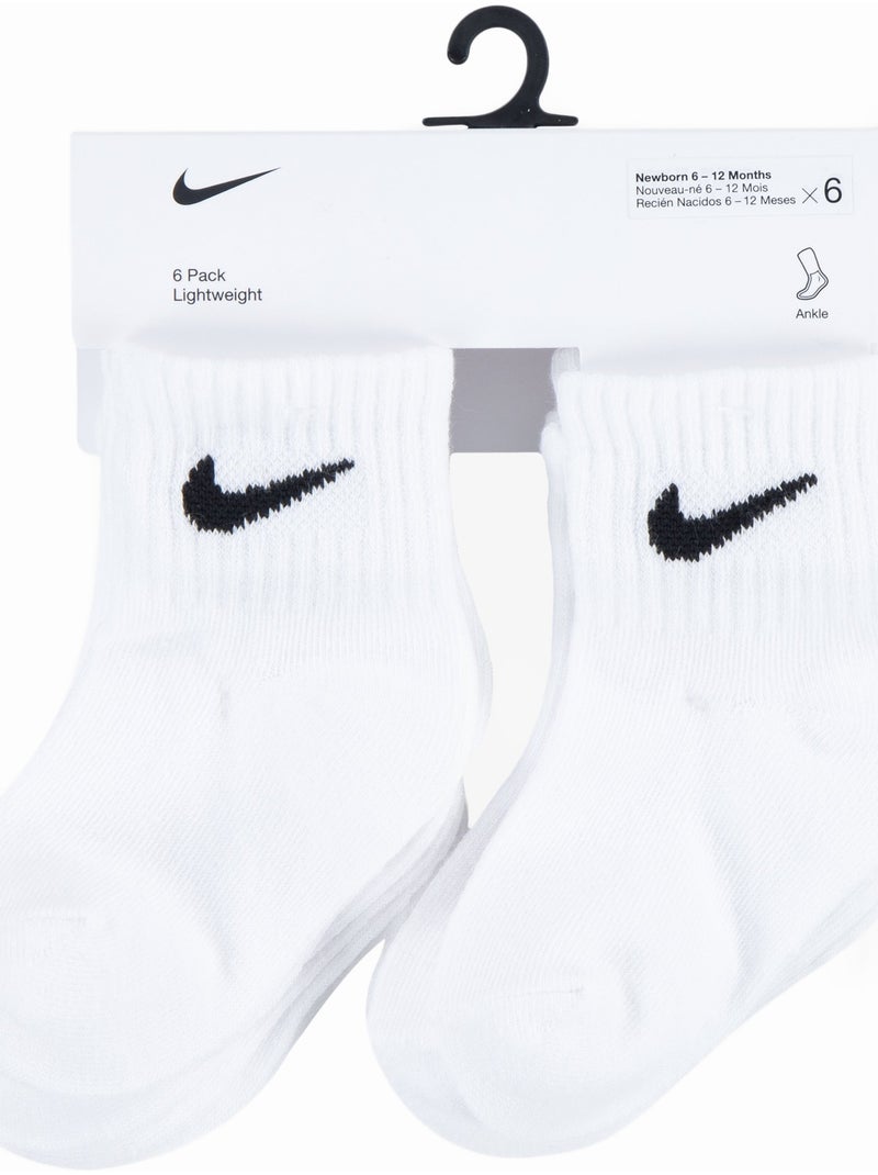 Chaussettes Bébé lot de 6 - Nike Blanc Noir - Kiabi