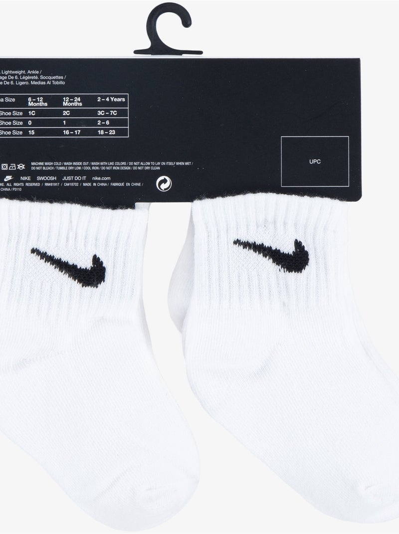 Chaussettes Bébé lot de 6 - Nike Blanc Noir - Kiabi