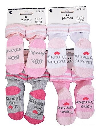 Chaussettes bébé naissance humour Confort et qualité - Pack de 4
