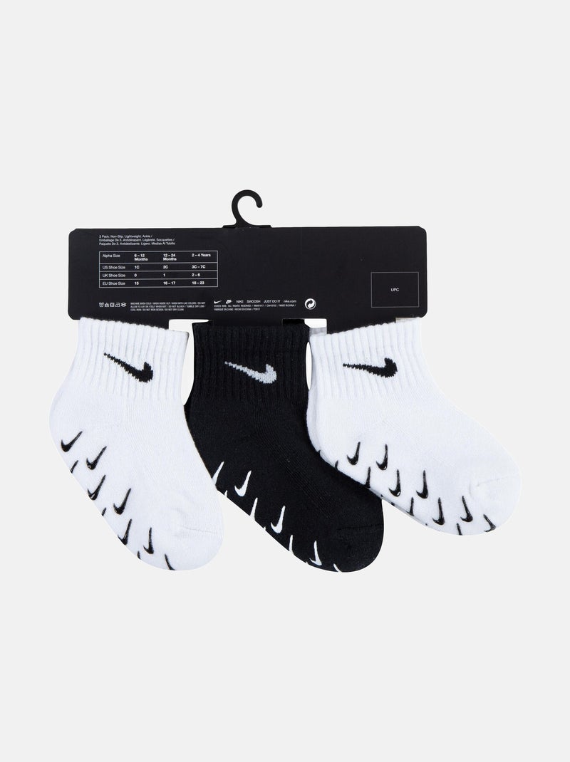 Chaussettes Bébé Nike lot de 3 Blanc Noir - Kiabi