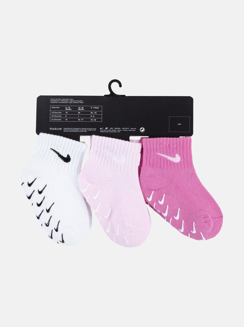 Chaussettes Bébé Nike lot de 3 Blanc Rose - Kiabi