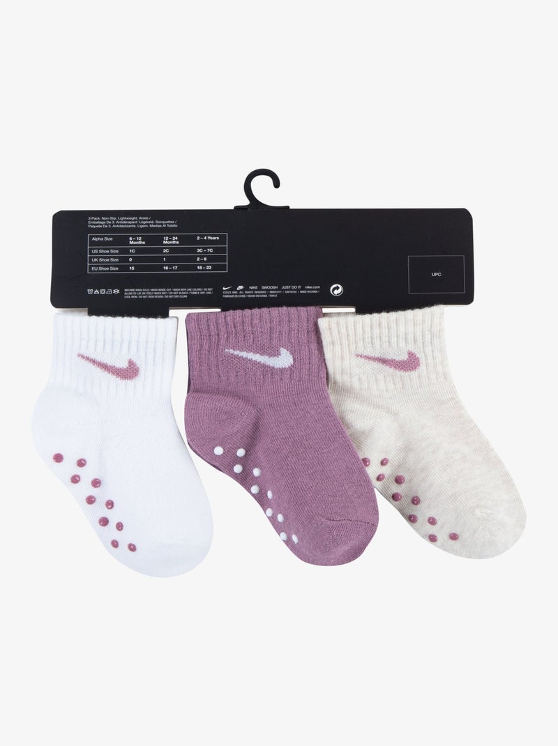 Chaussettes Bébé Nike lot de 3 Blanc Violet - Kiabi