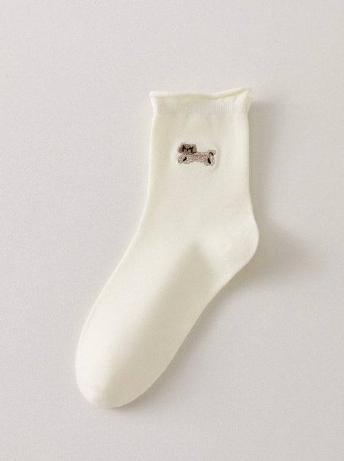 Chaussettes Blanches Petit Chien & Chat - Kiabi