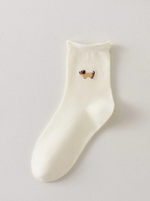 Chaussettes Blanches Petit Chien & Chat - Kiabi