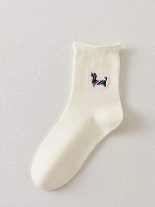 Chaussettes Blanches Petit Chien & Chat - Kiabi