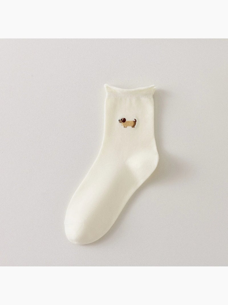 Chaussettes Blanches Petit Chien & Chat Marron - Kiabi