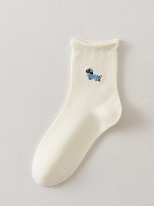 Chaussettes Blanches Petit Chien & Chat - Kiabi