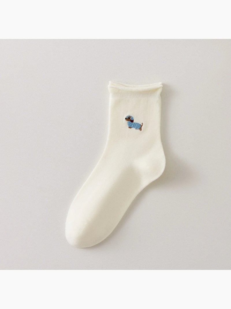 Chaussettes Blanches Petit Chien & Chat Marron - Kiabi