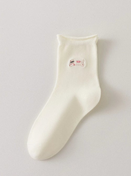 Chaussettes Blanches Petit Chien & Chat - Kiabi