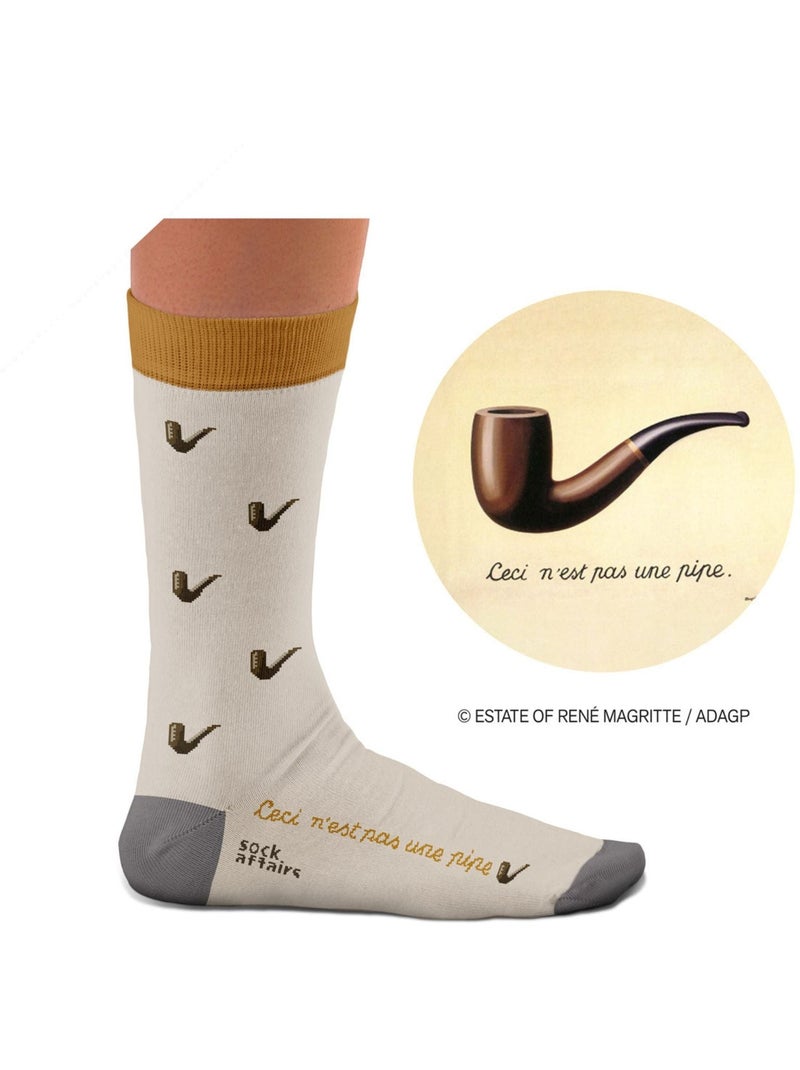 Chaussettes Ceci n'est pas une pipe, Magritte Beige - Kiabi