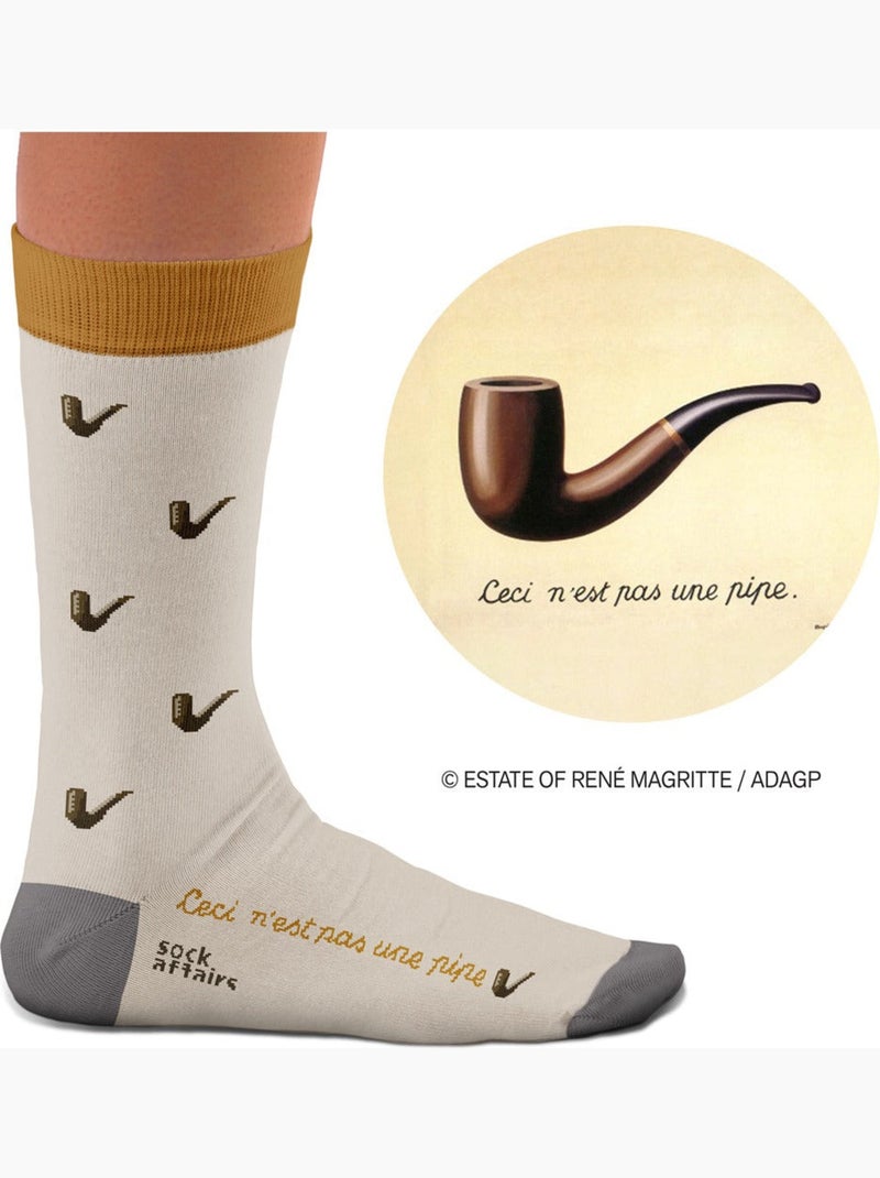 Chaussettes Ceci n'est pas une pipe, Magritte Beige - Kiabi