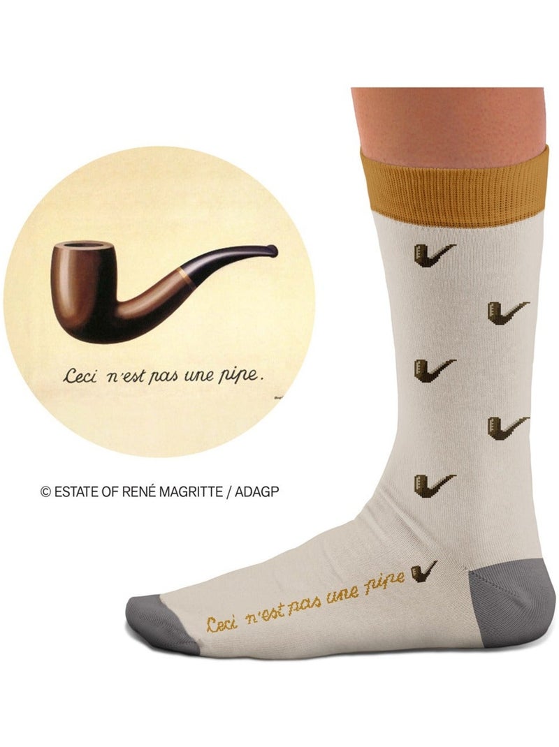 Chaussettes Ceci n'est pas une pipe, Magritte Beige - Kiabi
