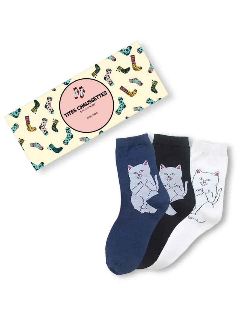 Chaussettes Chat Rebel (Lot x3) | Titeschaussettes Multicolore - Kiabi