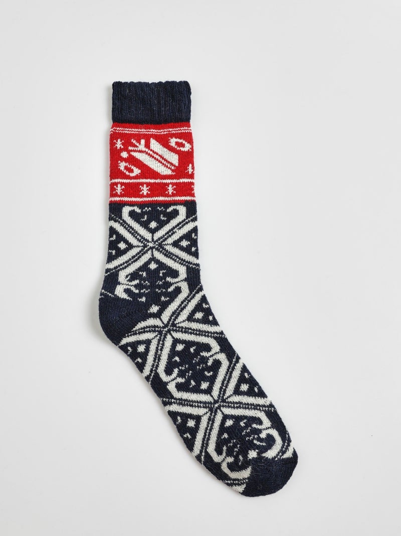 Chaussettes chaudes avec laine - Bleu marine - Homme - 0.00