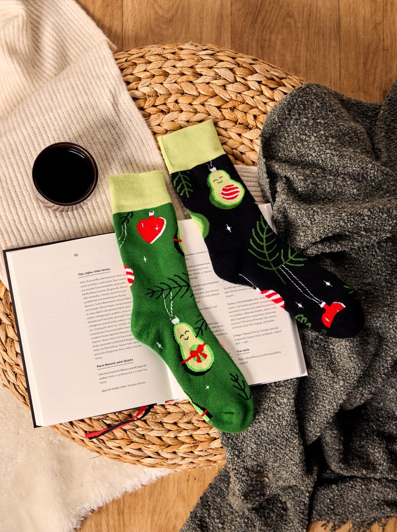 Chaussettes Chaudes Avocats de Fêtes Vert - Kiabi