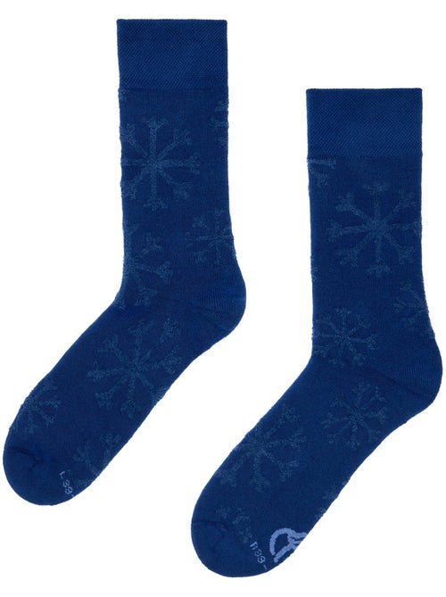 Chaussettes Chaudes Bleues Flocons de Neige Doux - Kiabi