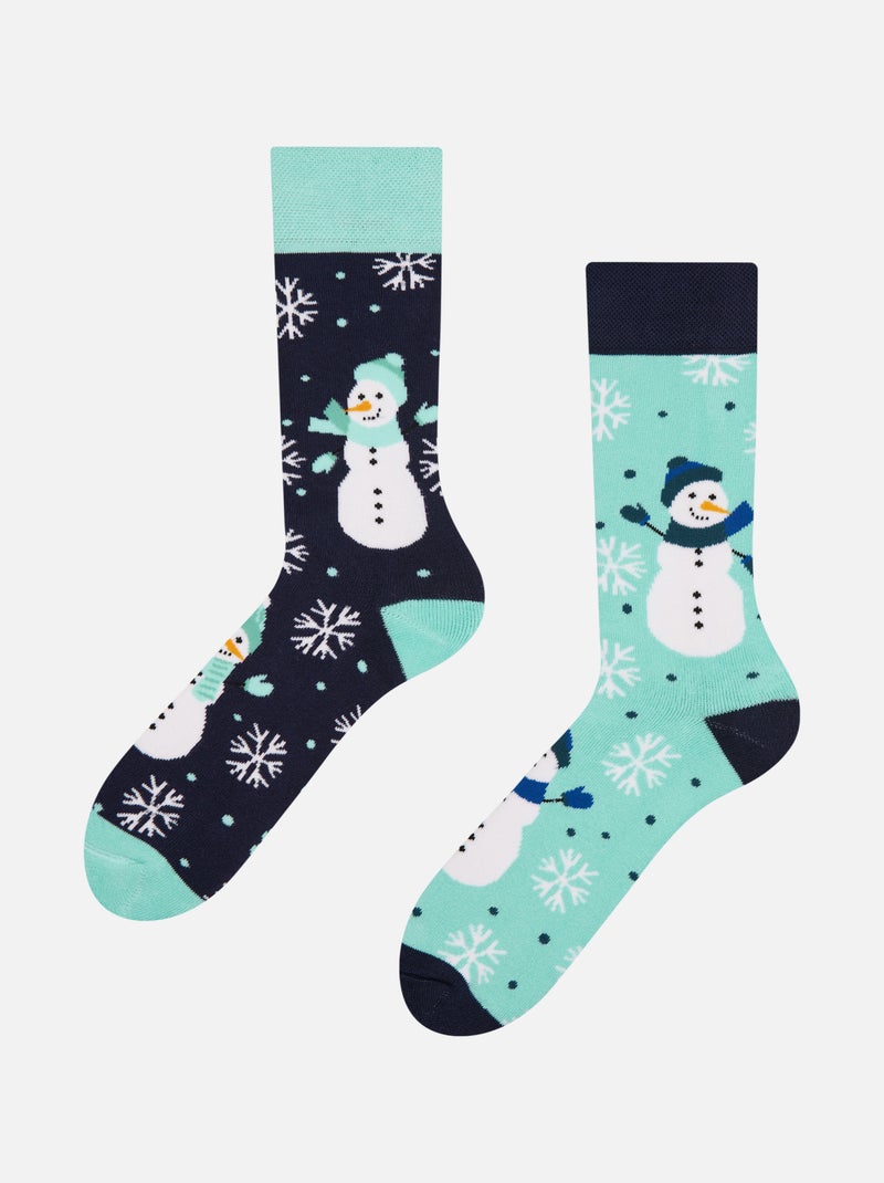 Chaussettes Chaudes Bonhomme de Neige Joyeux Vert - Kiabi