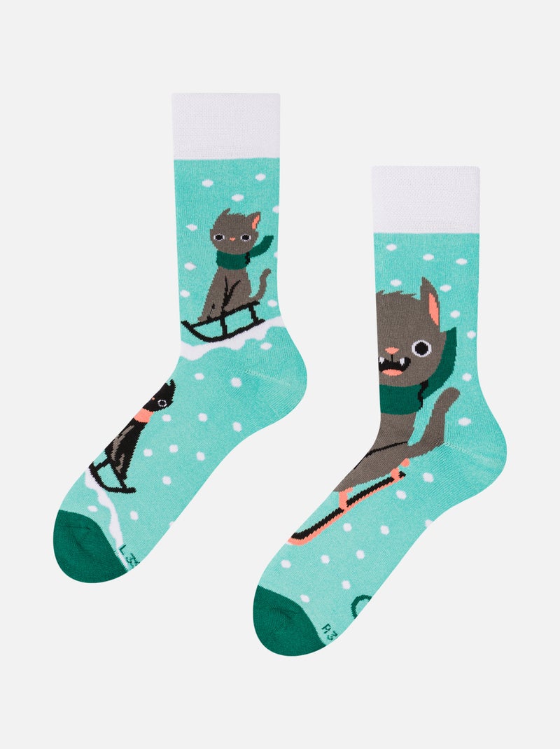 Chaussettes Chaudes Chats & Luge Gris - Kiabi