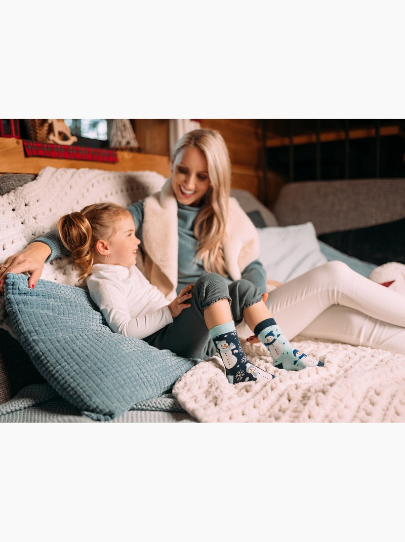 Chaussettes Chaudes Enfants Bonhomme de Neige Joyeux Bleu - Kiabi