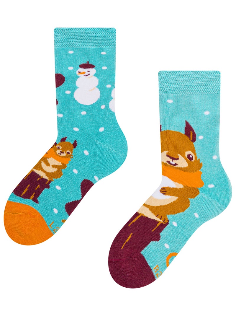 Chaussettes Chaudes Enfants Écureuil d'Hiver Bleu - Kiabi
