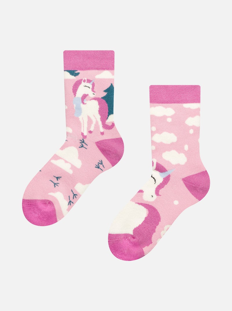 Chaussettes Chaudes Enfants Licornes portant une écharpe Rose - Kiabi