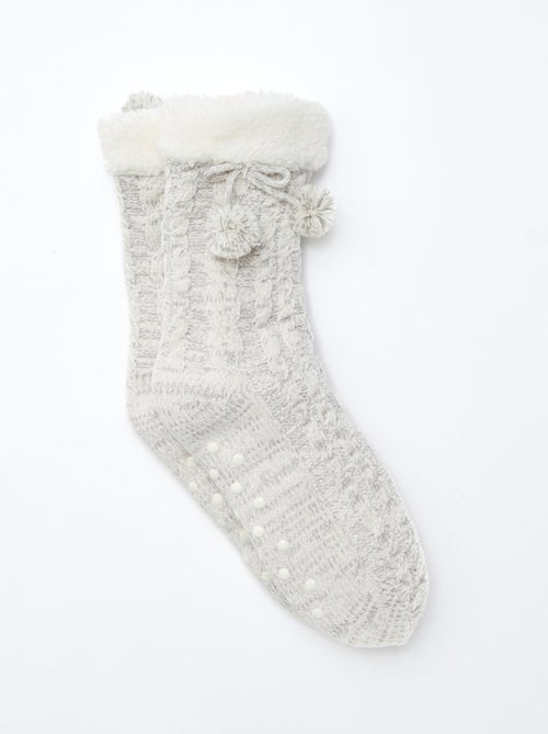 Chaussettes chaudes fourrées antidérapantes - Kiabi