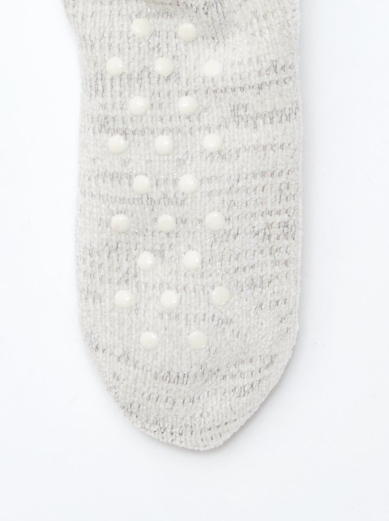 Chaussettes chaudes fourrées antidérapantes Gris - Kiabi