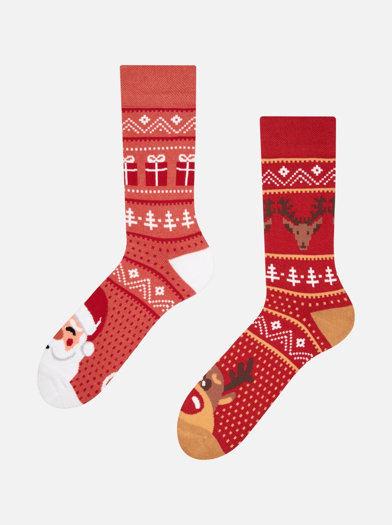 Chaussettes Chaudes Les Rennes du Père-Noël Rouge - Kiabi