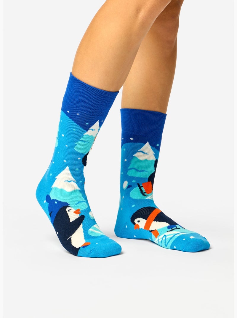 Chaussettes Chaudes Manchots Patineurs Bleu - Kiabi