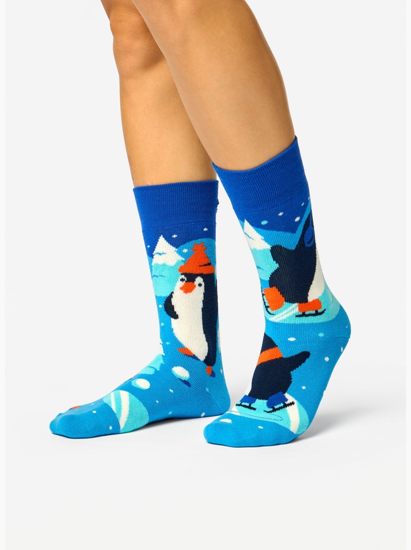 Chaussettes Chaudes Manchots Patineurs Bleu - Kiabi