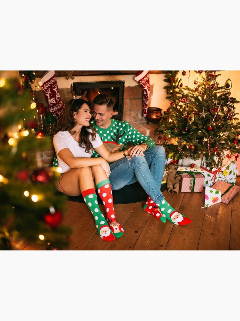 Chaussettes Chaudes Père-Noël et Rudolph Vert - Kiabi