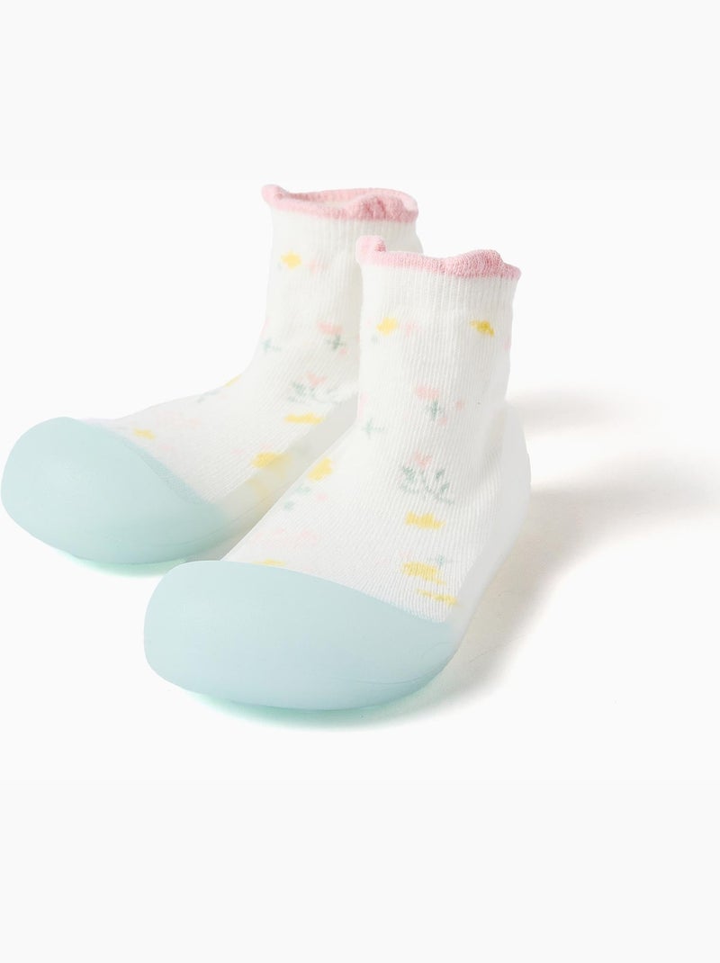 Chaussettes-chaussons à motif floral Blanc - Kiabi