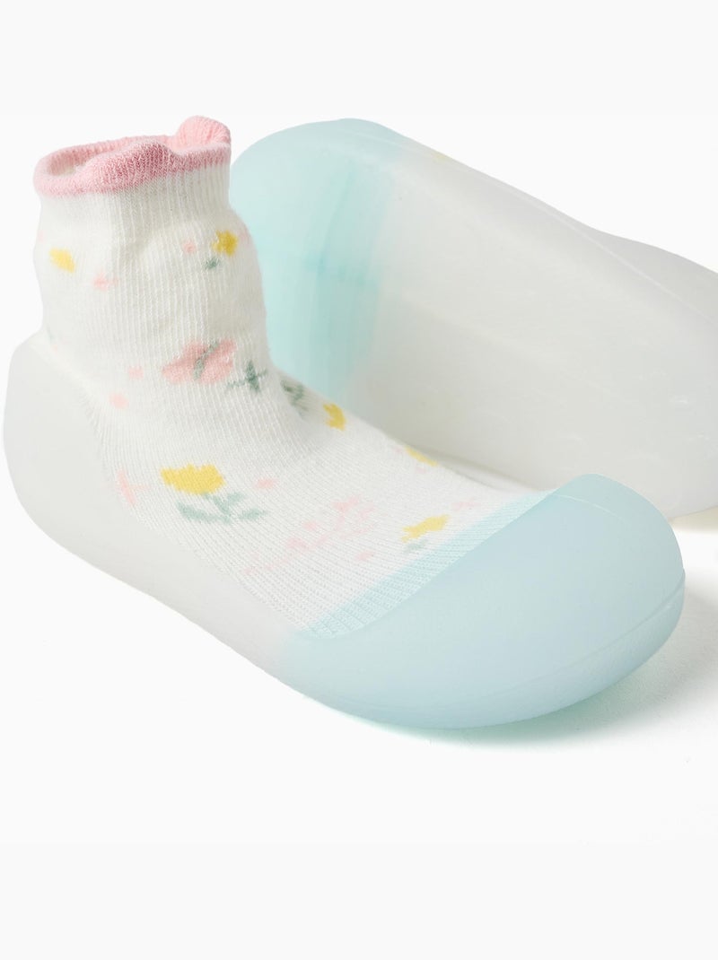 Chaussettes-chaussons à motif floral Blanc - Kiabi