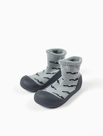 Chaussettes-chaussons avec motif voiture et semelle antidérapante