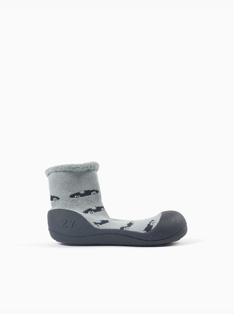 Chaussettes-chaussons avec motif voiture et semelle antidérapante Vert clair - Kiabi