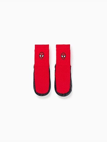 Chaussettes-chaussons avec semelle antidérapante et spider-man