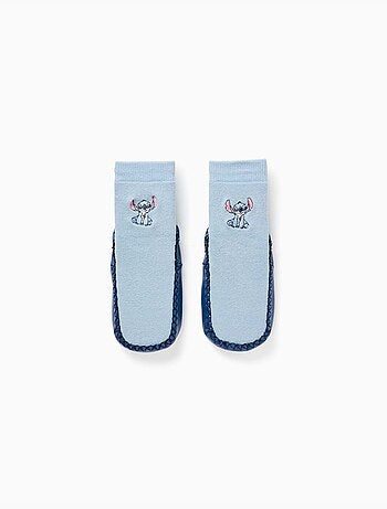 Chaussettes-chaussons avec semelle antidérapante et stitch