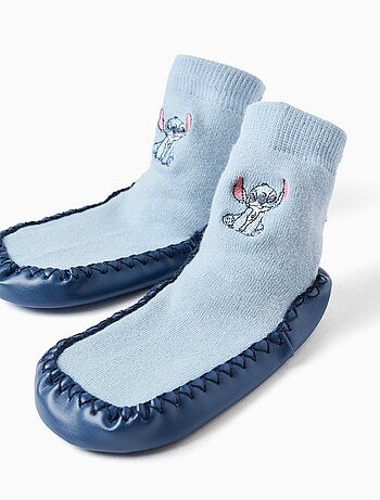 Chaussettes-chaussons avec semelle antidérapante et stitch