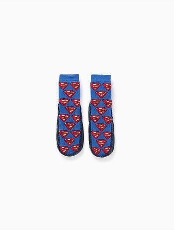 Chaussettes-chaussons avec semelle antidérapante et superman