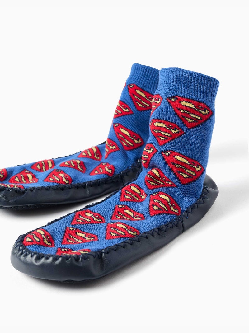 Chaussettes-chaussons avec semelle antidérapante et Superman Bleu Bleu - Kiabi