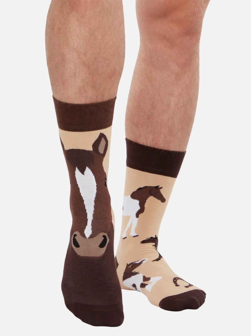 Chaussettes Chevaux Marron - Kiabi
