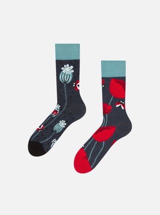 Chaussettes Coccinelles et Fleurs de Pavot