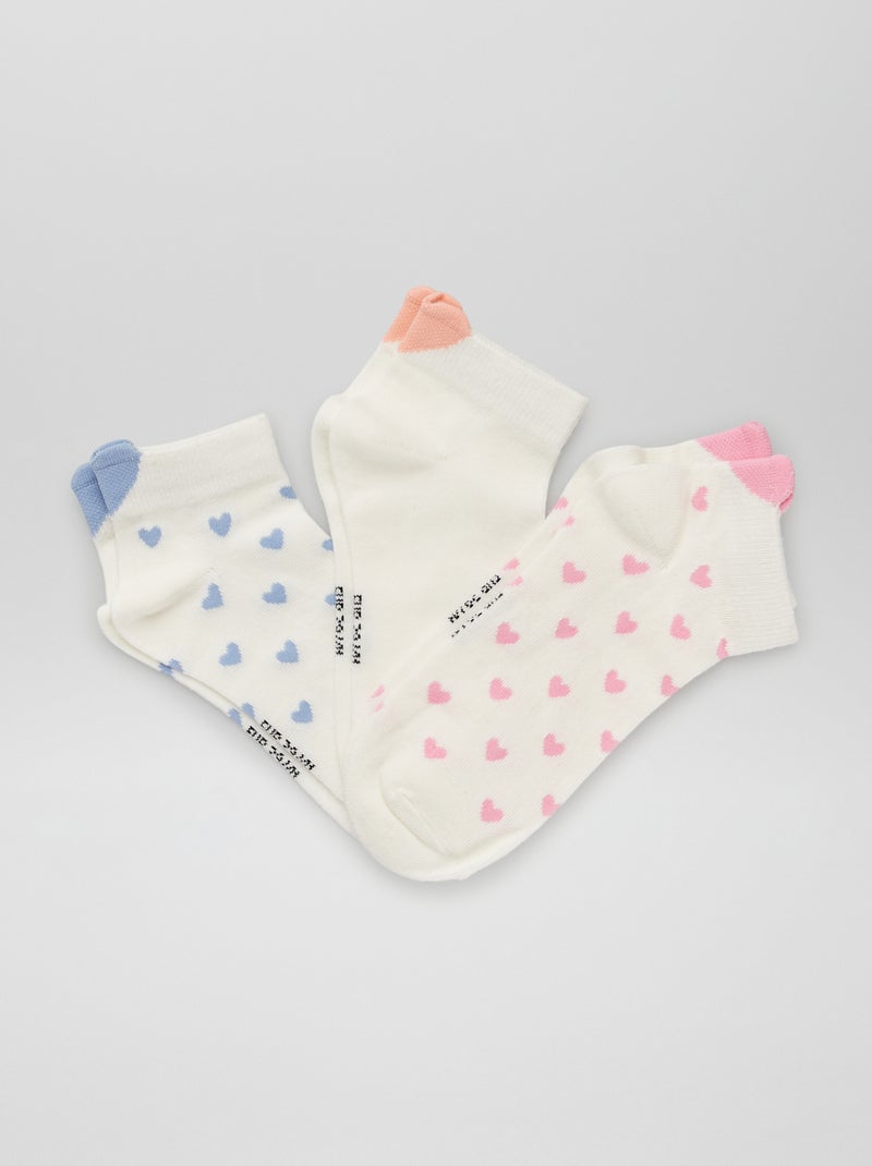Chaussettes 'coeur' - Lot de 3 Blanc - Kiabi