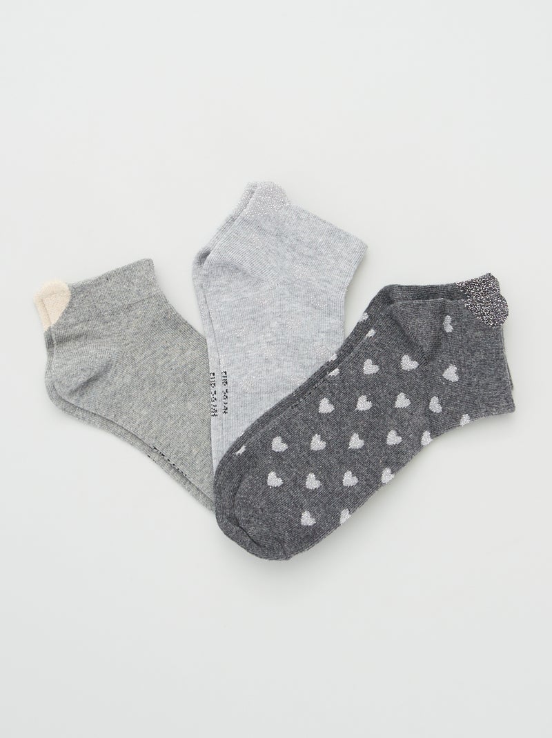 Chaussettes 'coeur' - Lot de 3 Gris - Kiabi