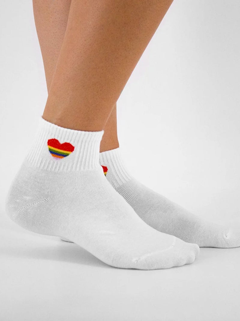 Chaussettes Coeur Arc-en-Ciel | Titeschaussettes Blanc - Kiabi