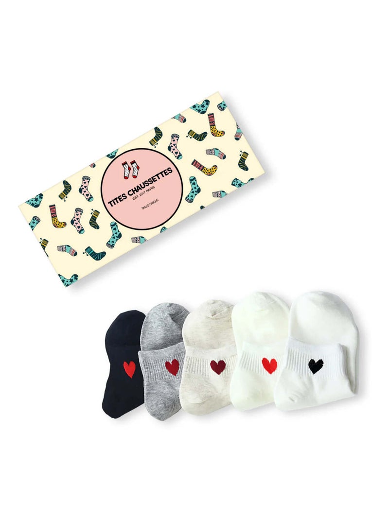 Chaussettes Coeur Courtes (Lot x5)  | Titeschaussettes Multicolore - Kiabi