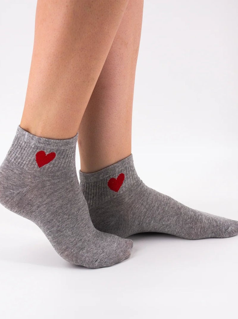 Chaussettes Coeur Courtes| Titeschaussettes Gris - Kiabi